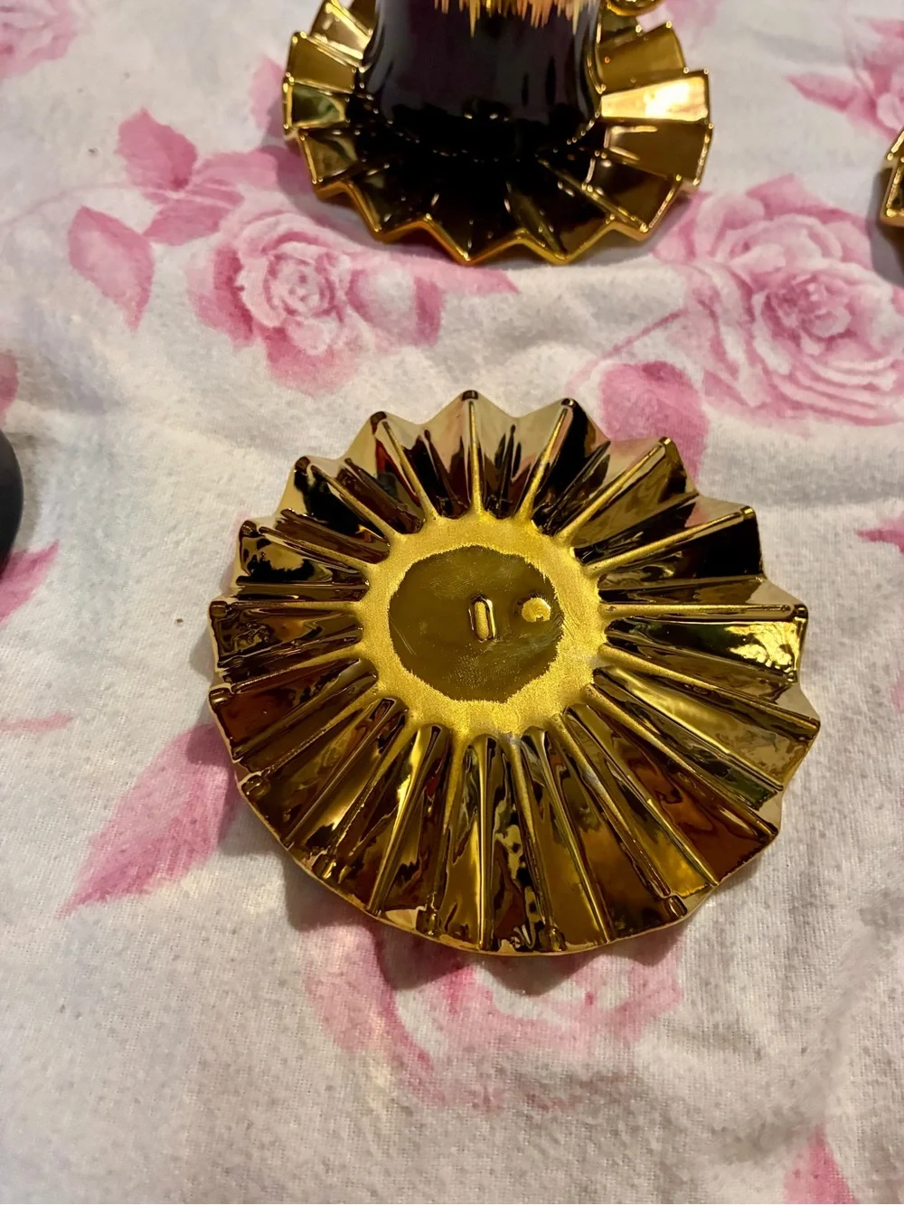 Luxury 5-Piece Black & Gold Ceramic Espresso / Demitasse Cup and Saucer Set
